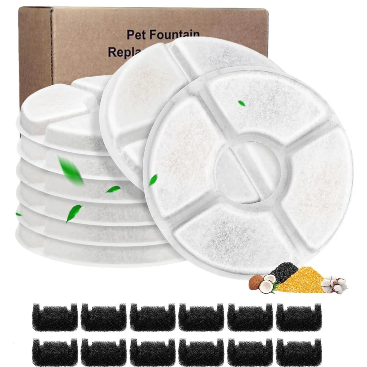 Cat Water Fountain Filter Replacement – Round Carbon Filters for 2.4L Pet Fountains