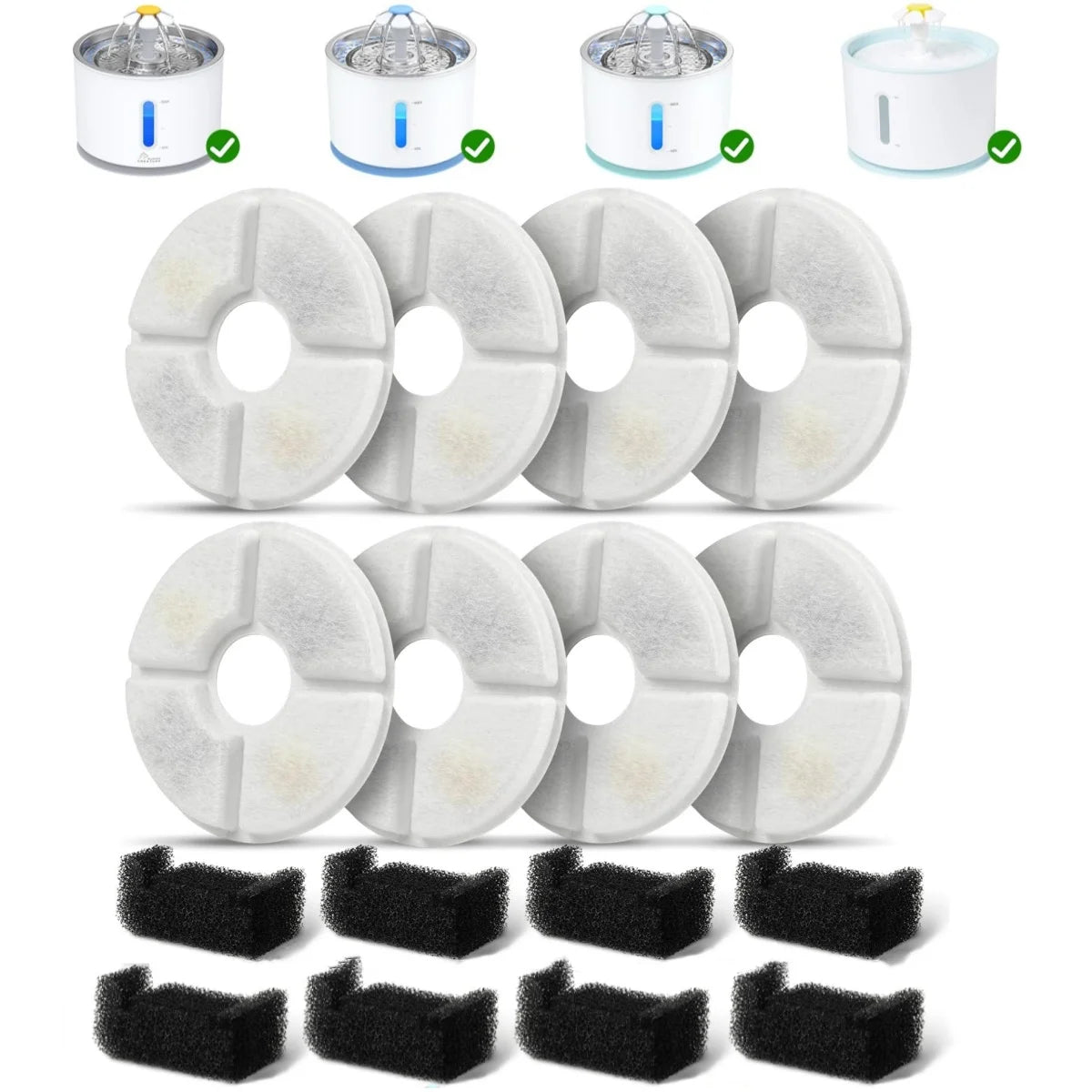 Cat Water Fountain Filter Replacement – Round Carbon Filters for 2.4L Pet Fountains