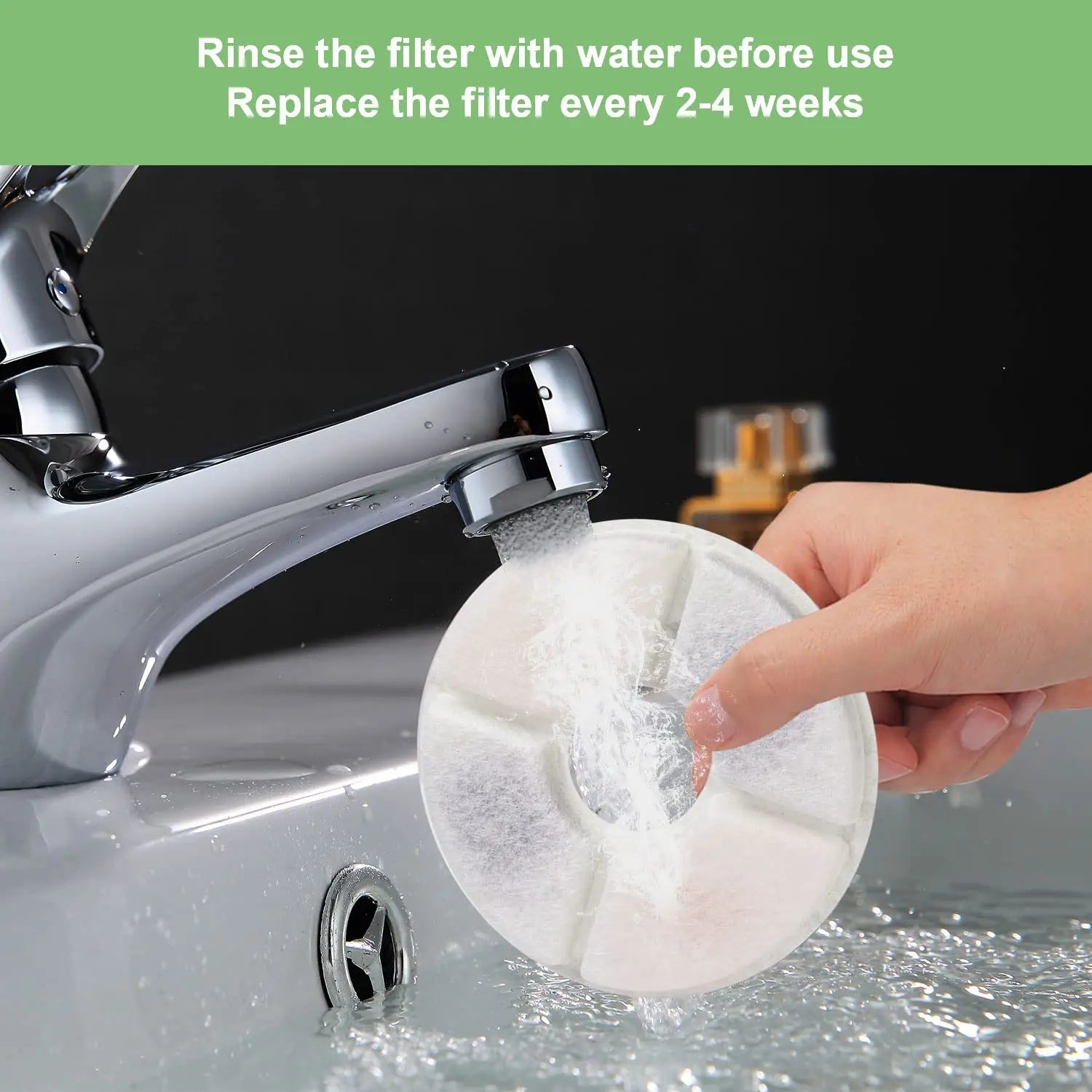 Cat Water Fountain Filter Replacement – Round Carbon Filters for 2.4L Pet Fountains