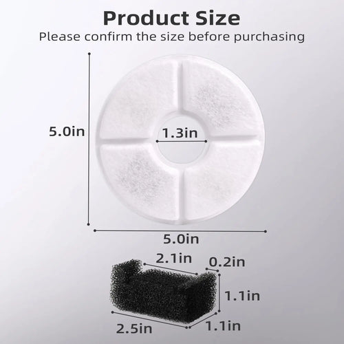 Cat Water Fountain Filter Replacement – Round Carbon Filters for 2.4L Pet Fountains