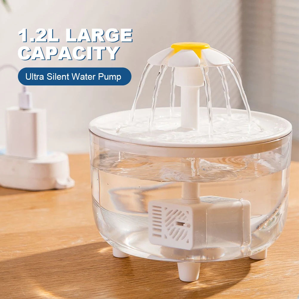 1200ml Automatic Cat Water Fountain with USB Pump & Charcoal Filter